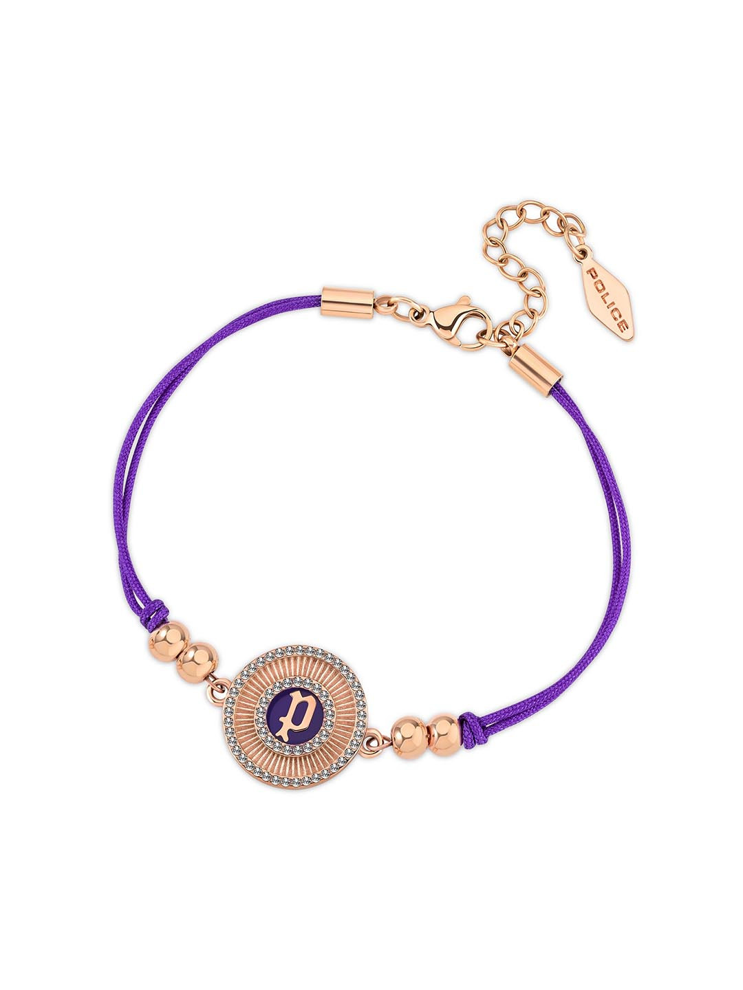 Police Rose Gold-Plated Stone Studded Charm Bracelet