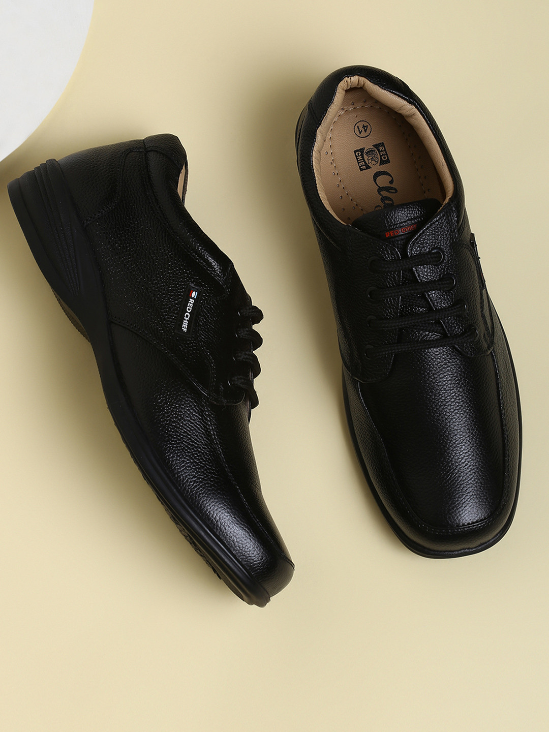 Red Chief Men Black Leather Casual Sneakers