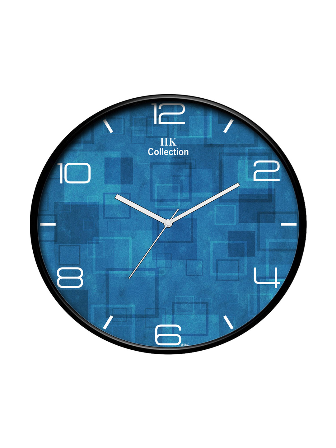 IIK COLLECTION Black & Blue  Printed Round Contemporary Wall Clock