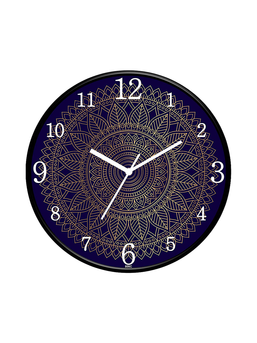 IIK COLLECTION Black & Navy Blue Printed Round Contemporary Wall Clock