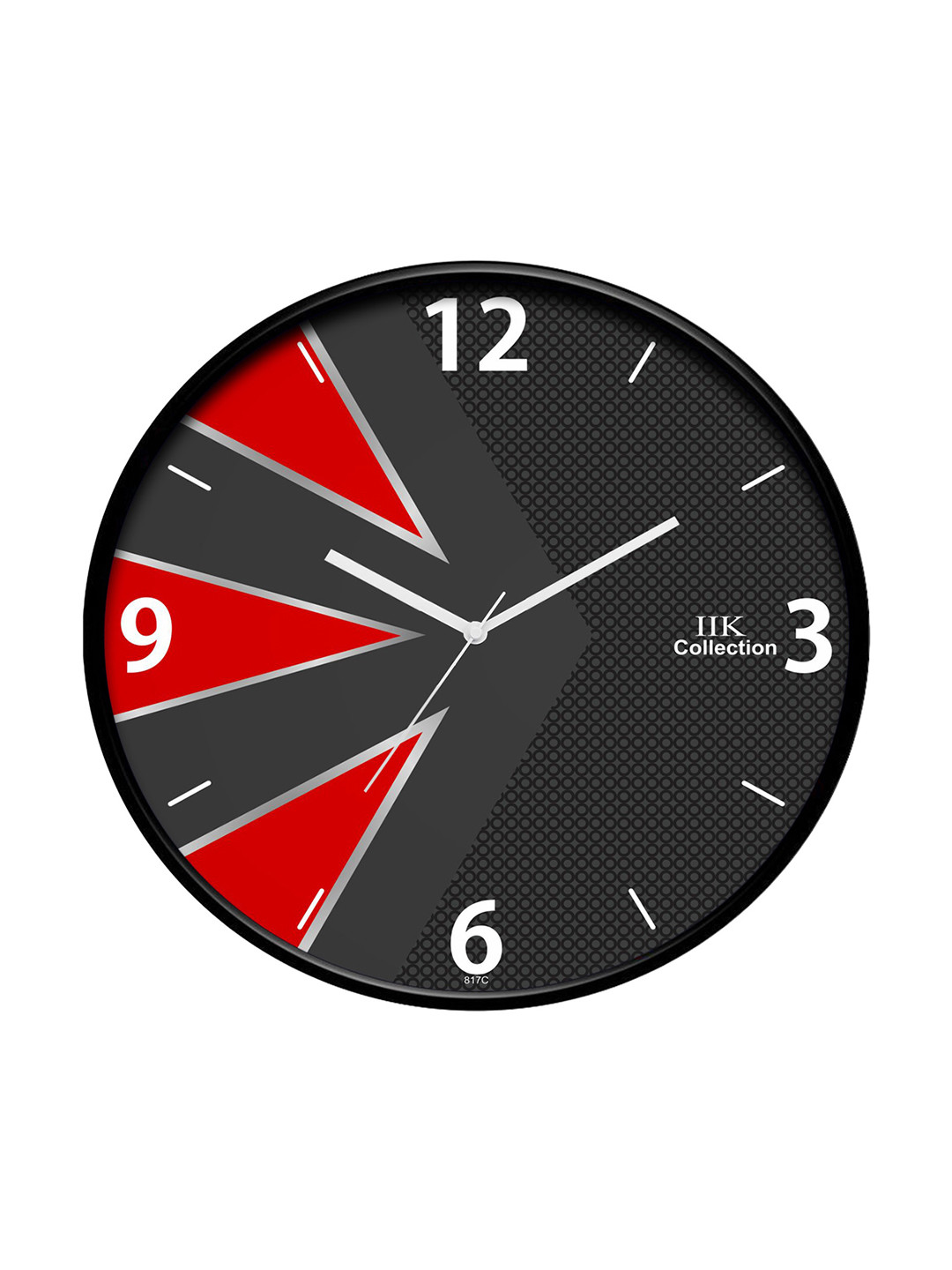 IIK COLLECTION Black Plastic Large Display Round Battery Analogue Wall Clock-30cm