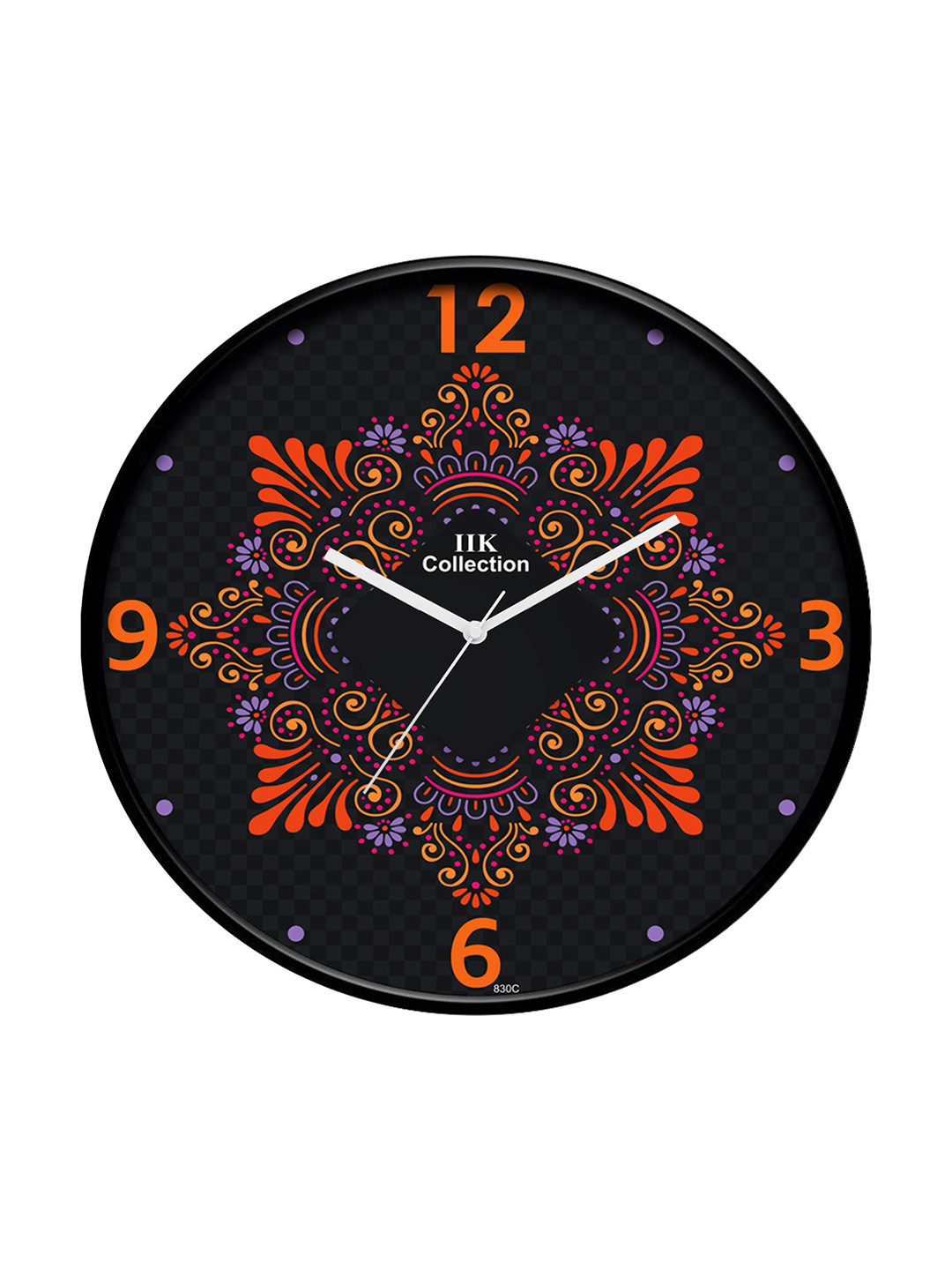 IIK COLLECTION Black Plastic Large Display Round Battery Analogue Wall Clock-30cm