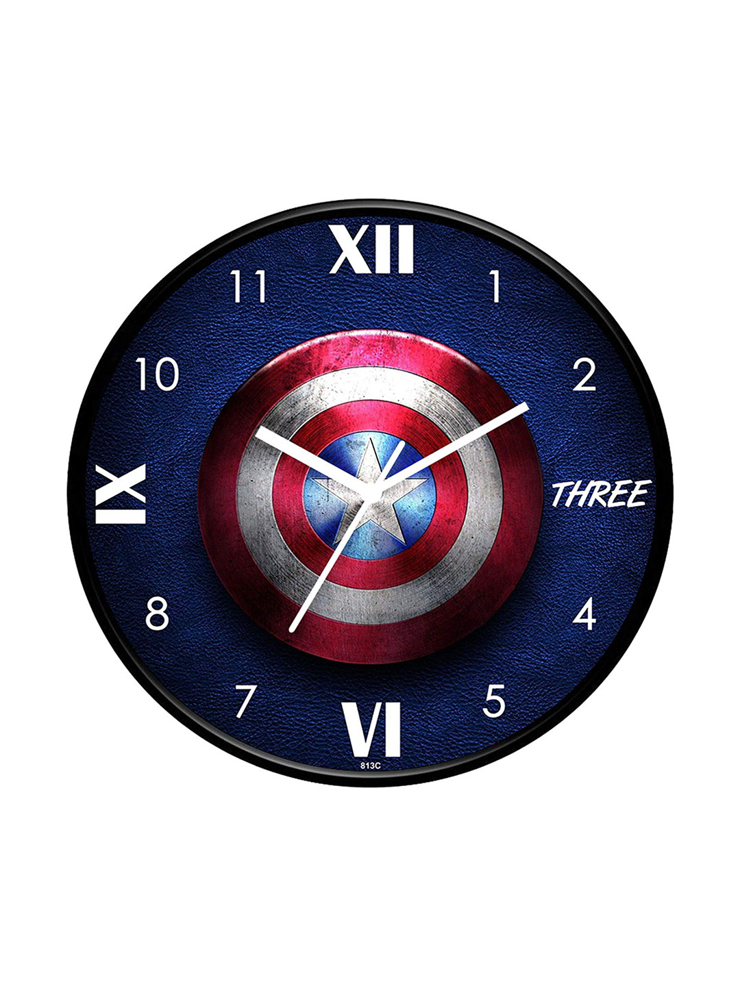 IIK COLLECTION Black & Navy Blue Printed Round Contemporary Wall Clock
