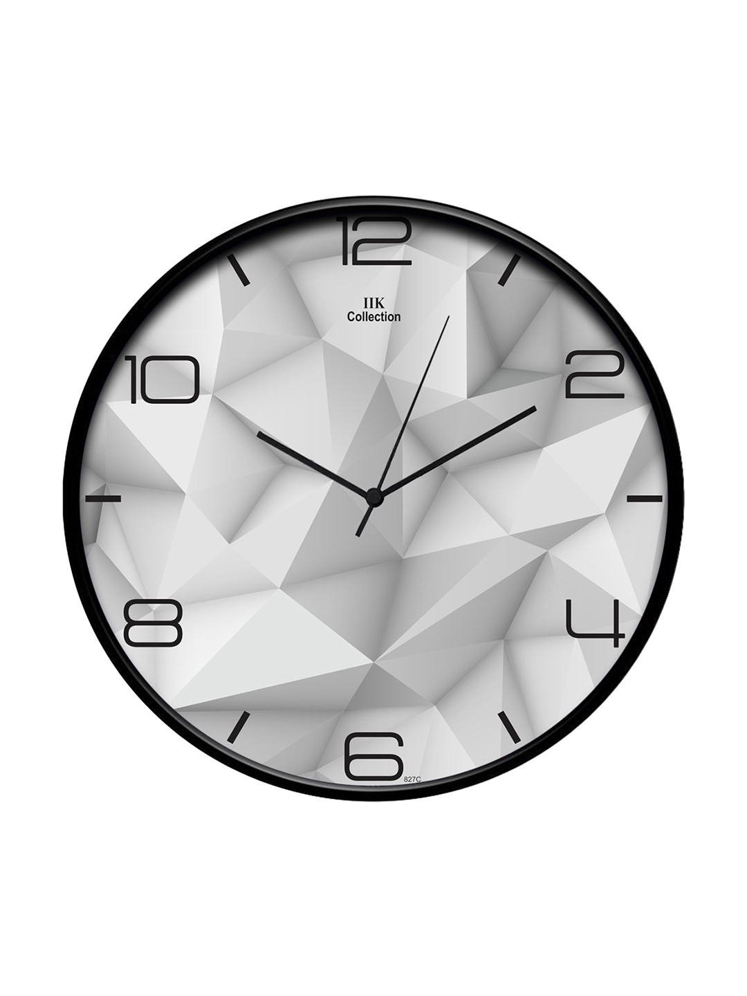 IIK COLLECTION Black and Grey Printed Round Contemporary Analogue  Wall Clock