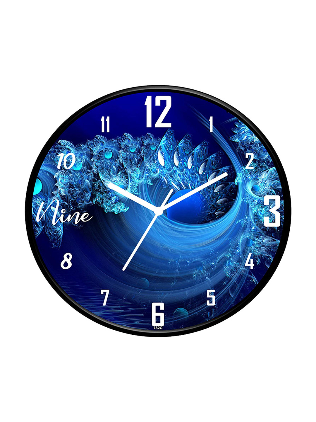 IIK COLLECTION Black Printed Round Contemporary Analogue Wall Clock