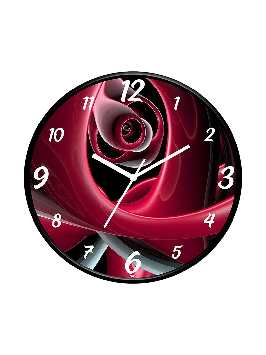 IIK COLLECTION Black and Red Printed Round Contemporary Analogue Wall Clock