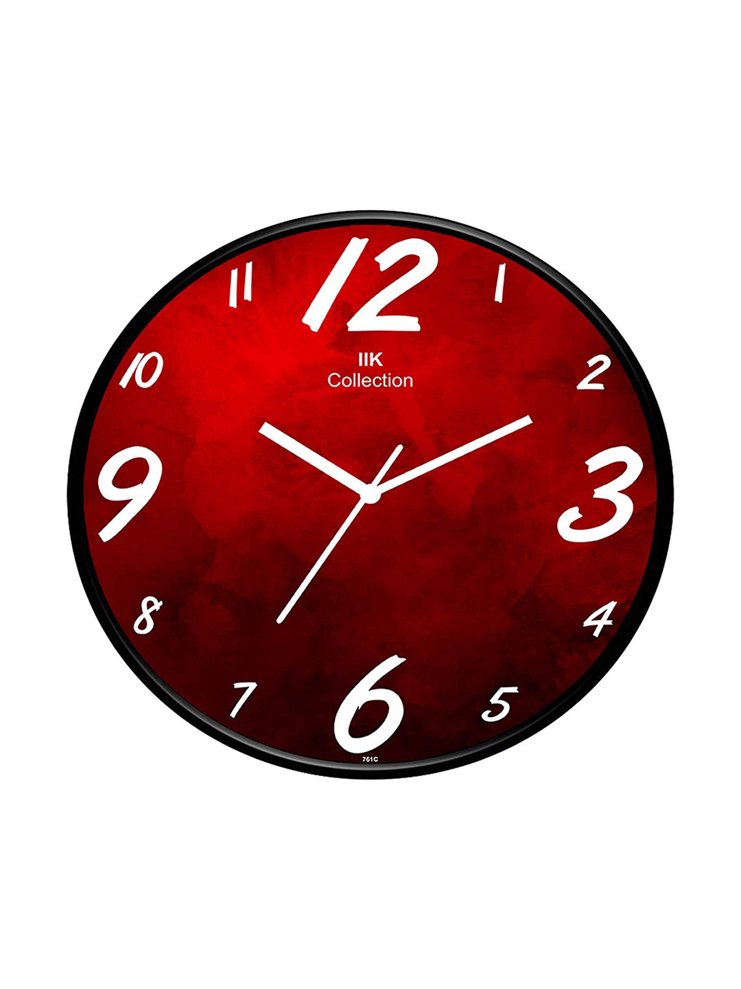 IIK COLLECTION Black and Red Printed Round Contemporary Analogue Wall Clock