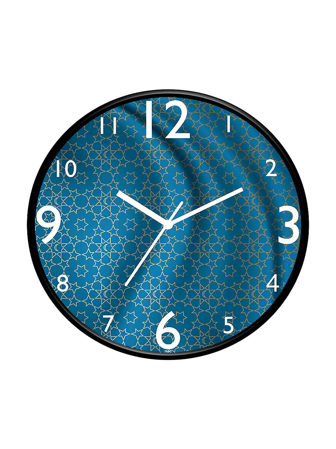 IIK COLLECTION Black and blue Printed Round Contemporary Analogue Wall Clock