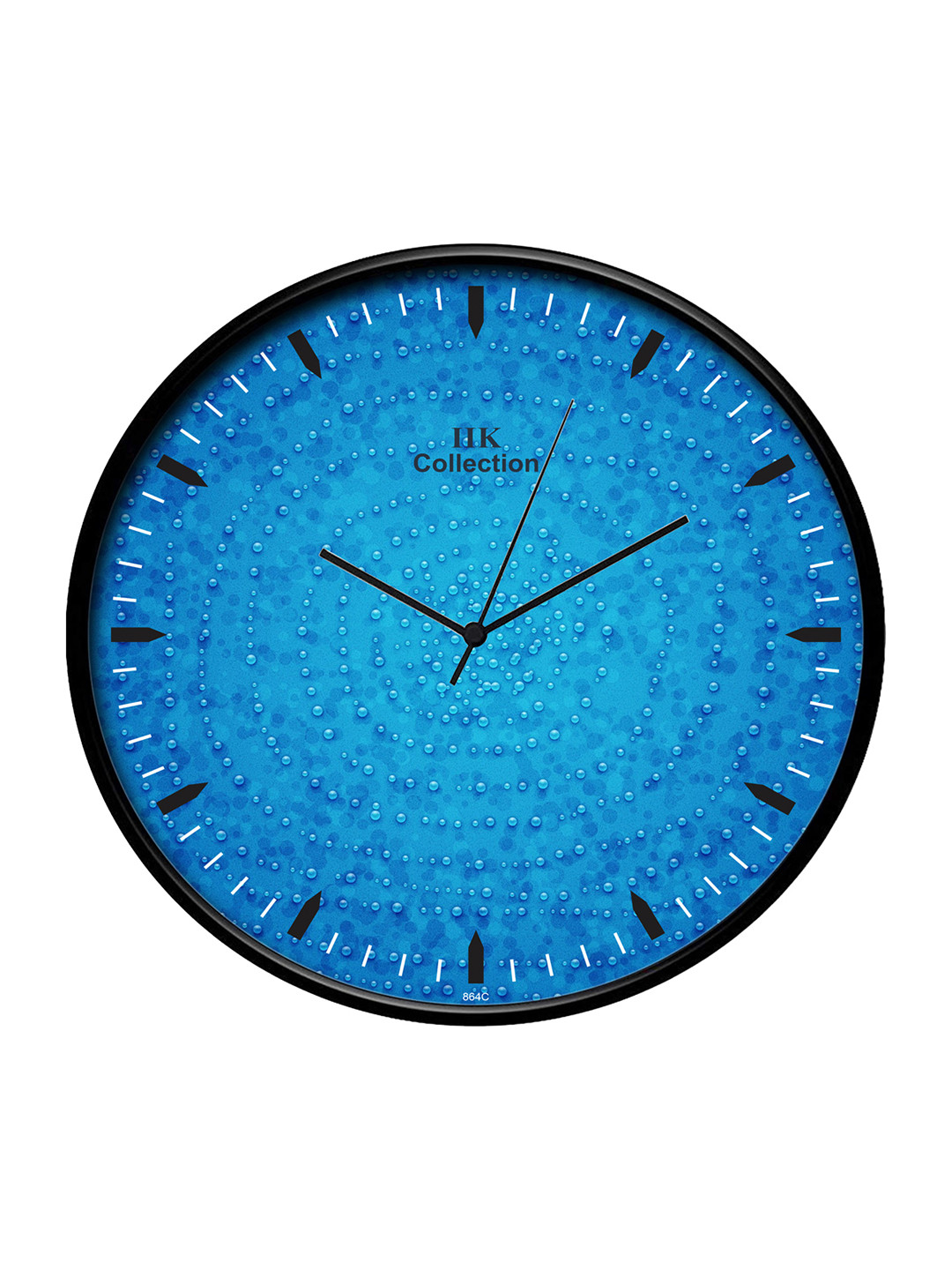 IIK COLLECTION Black & Blue Printed Round Contemporary Wall Clock