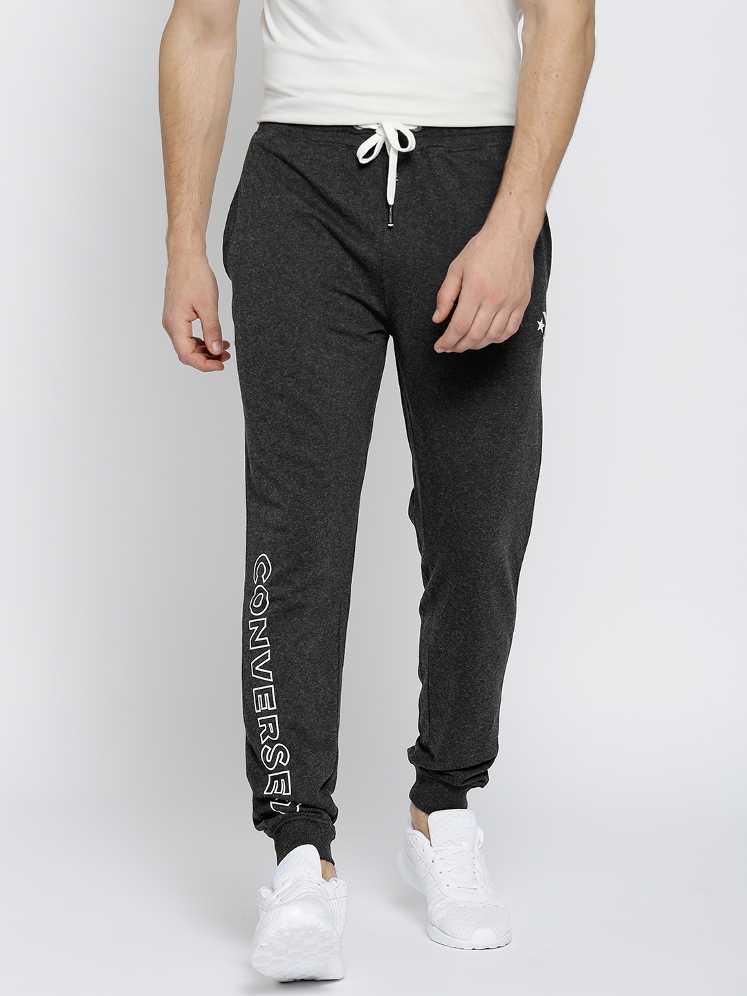 Buy Converse Men Charcoal Grey Printed Detail Joggers Track