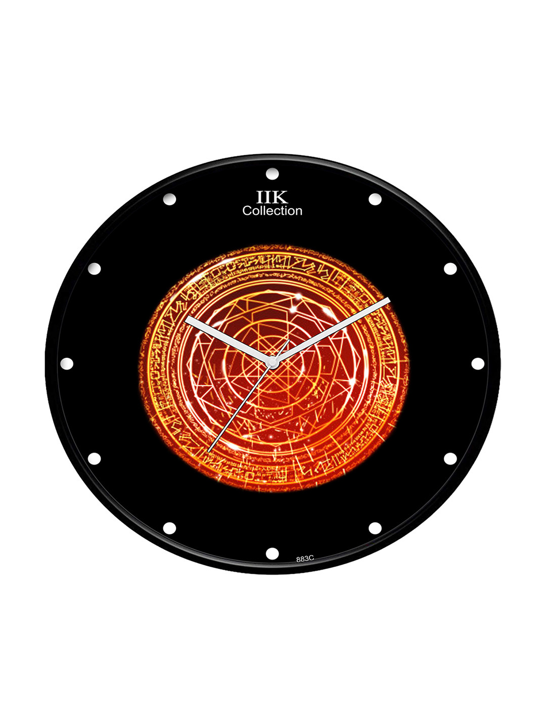 IIK COLLECTION Black & Red Printed Round Contemporary Wall Clock