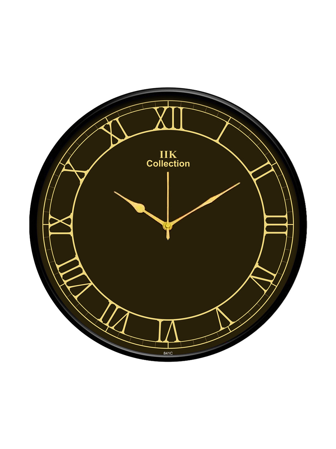 IIK COLLECTION Black & Gold Toned Printed Round Contemporary Wall Clock