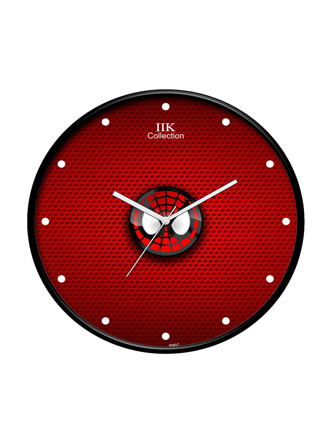 IIK COLLECTION Black & Red Printed Analogue Round Contemporary Wall Clock