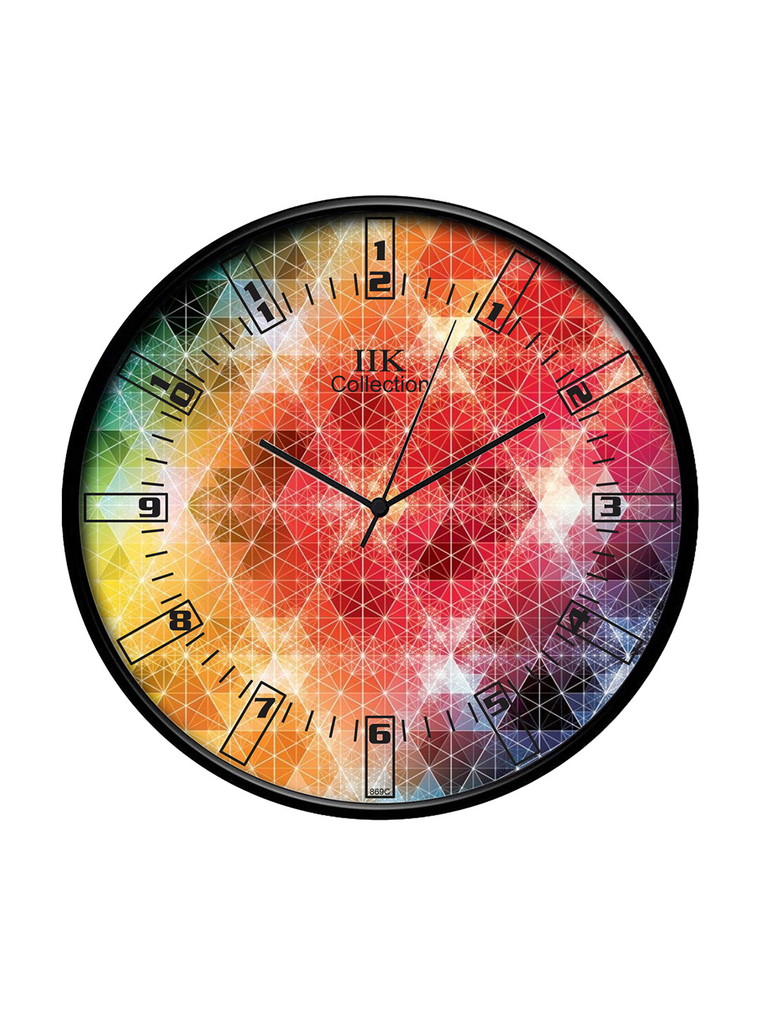 IIK COLLECTION Black & Red Printed Analogue Round Contemporary Wall Clock