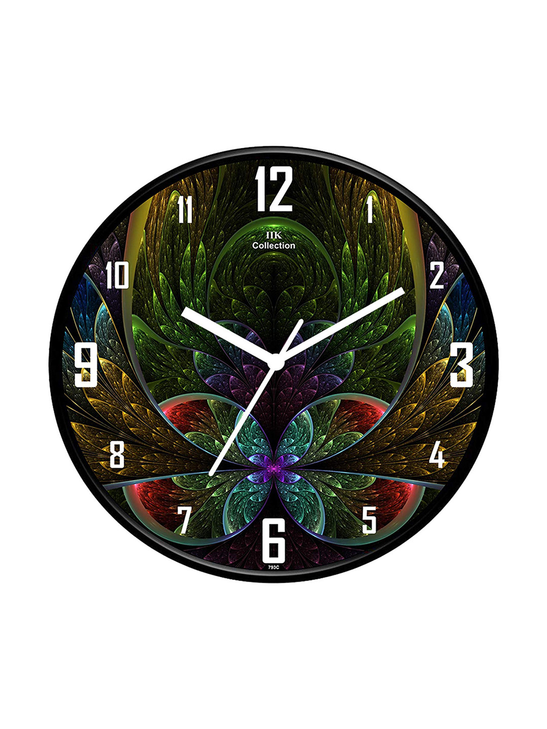 IIK COLLECTION Black Plastic Large Display Round Battery Analogue Wall Clock-30cm