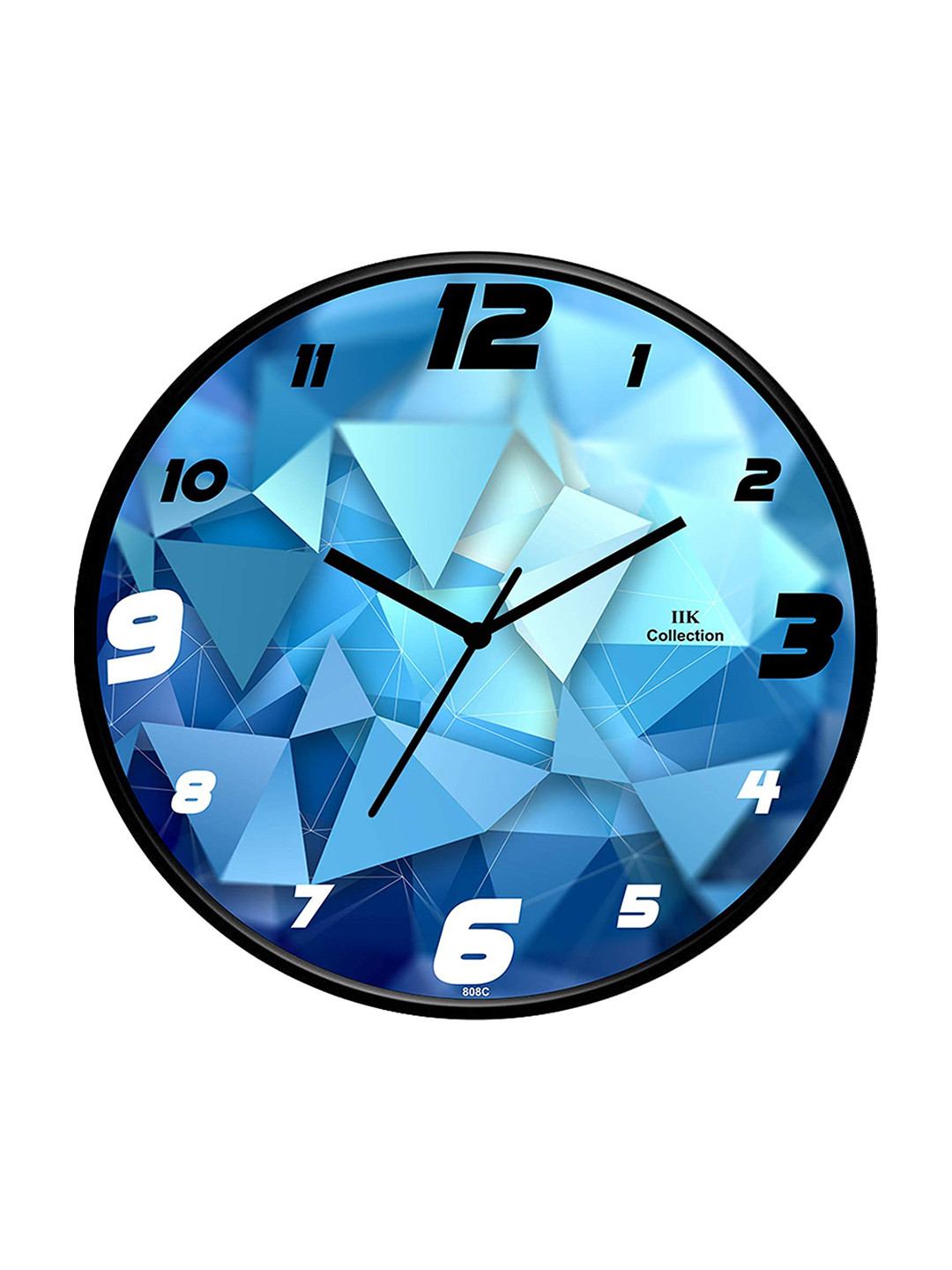 IIK COLLECTION Black & Blue Printed Round Contemporary Wall Clock