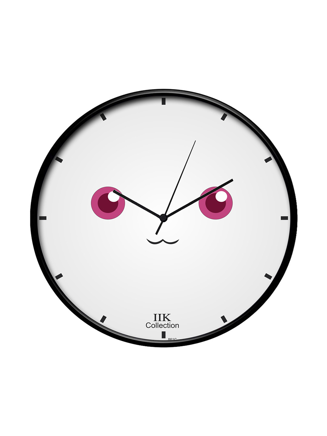 IIK COLLECTION Black Plastic Large Display Round Battery Analogue Wall Clock-30cm