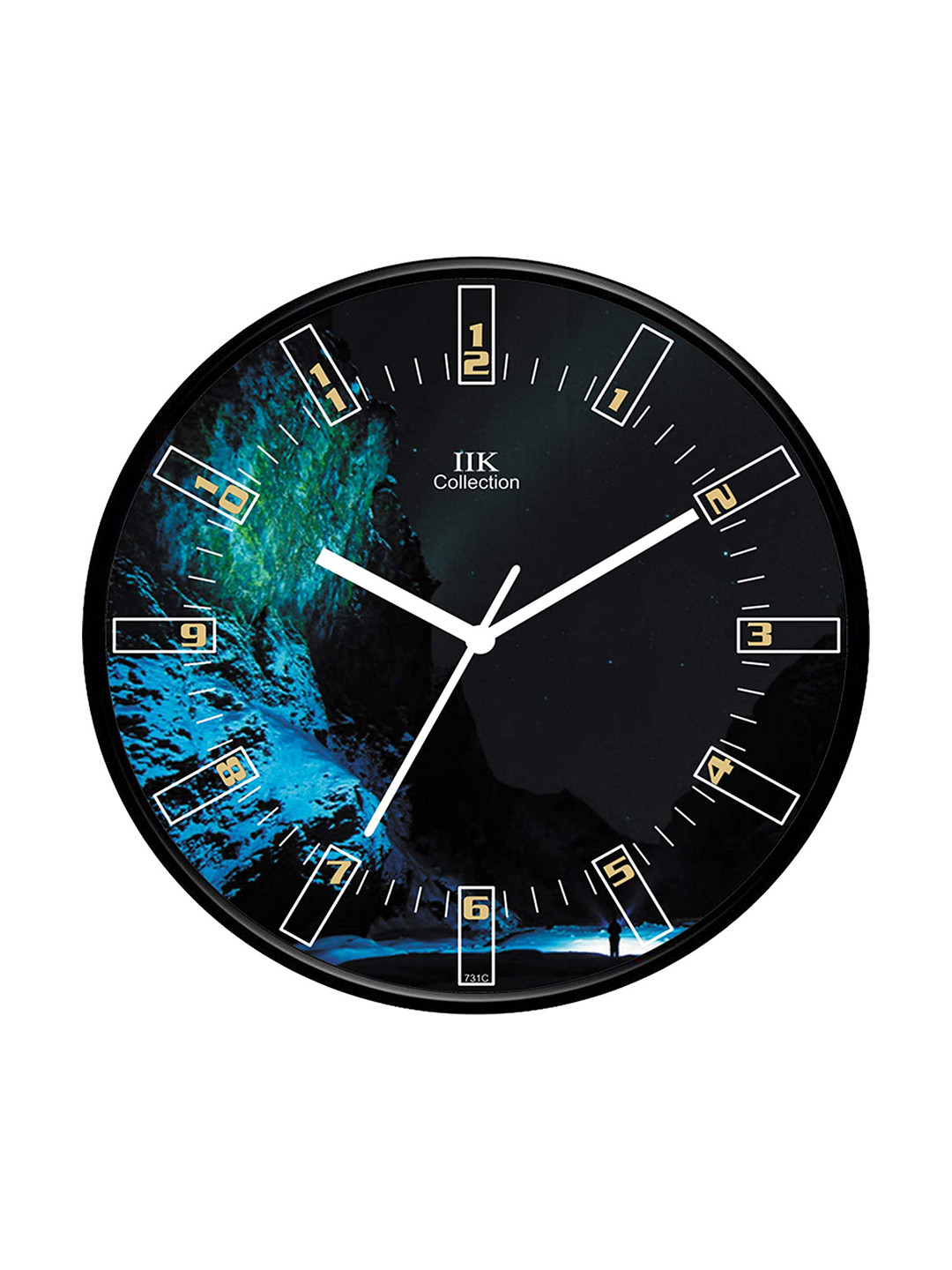 IIK COLLECTION Black & Blue Printed Round Contemporary Wall Clock
