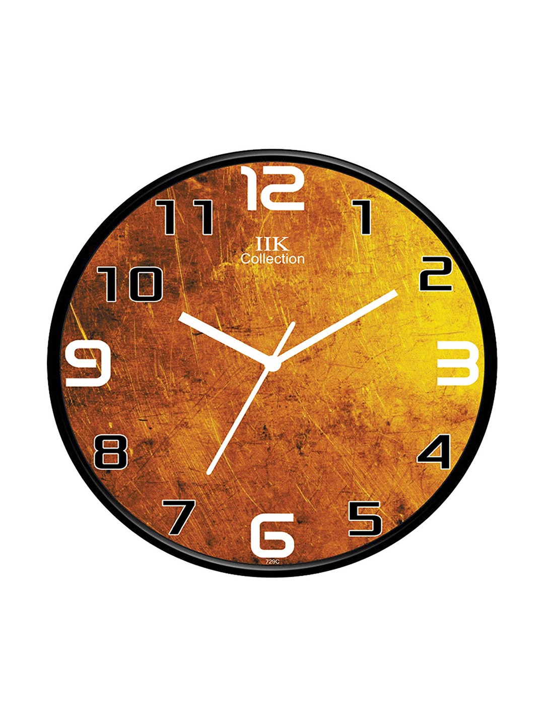 IIK COLLECTION Black & Yellow Printed Round Contemporary Wall Clock