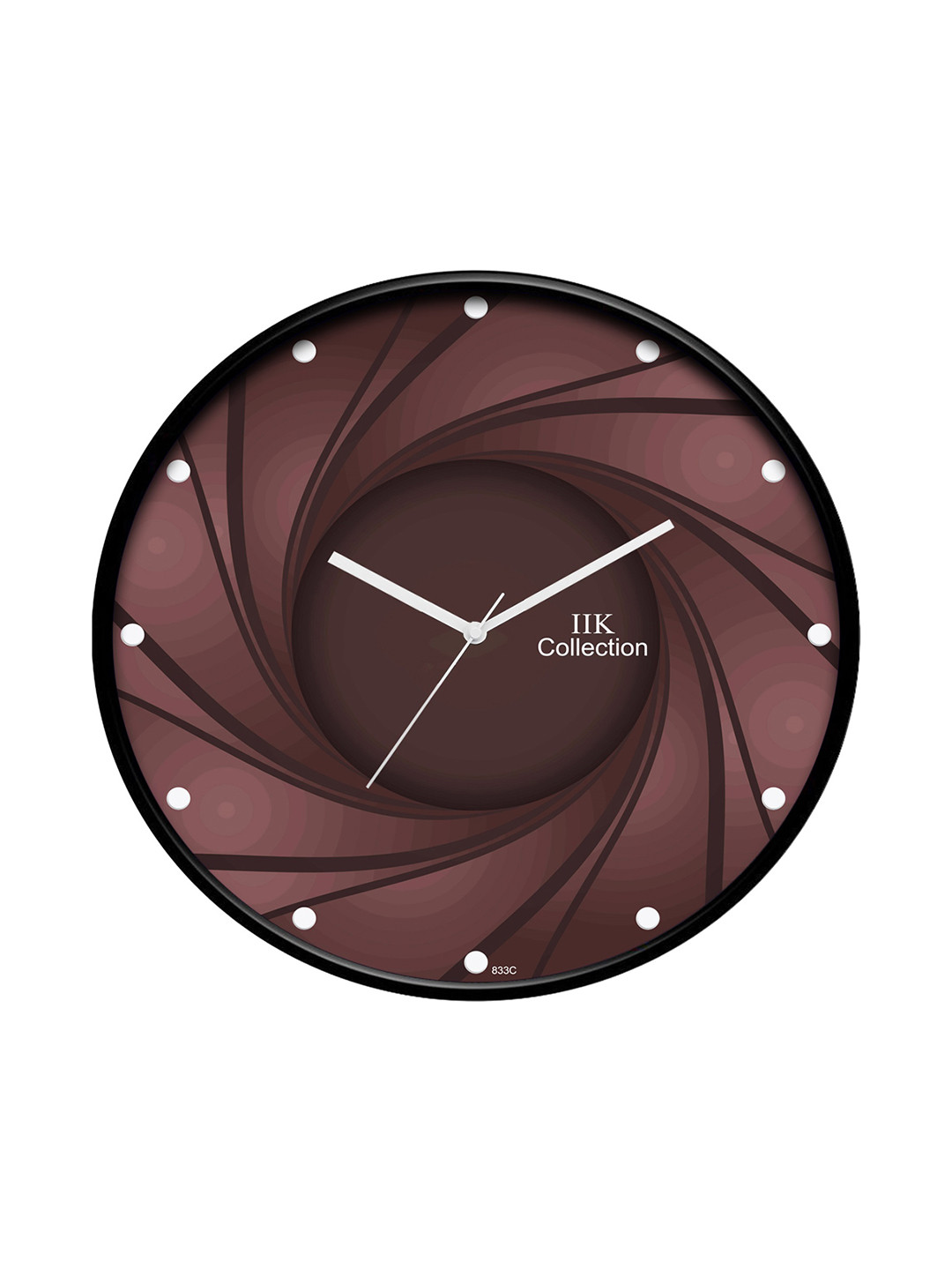 IIK COLLECTION Black & Brown Printed Round Contemporary Wall Clock