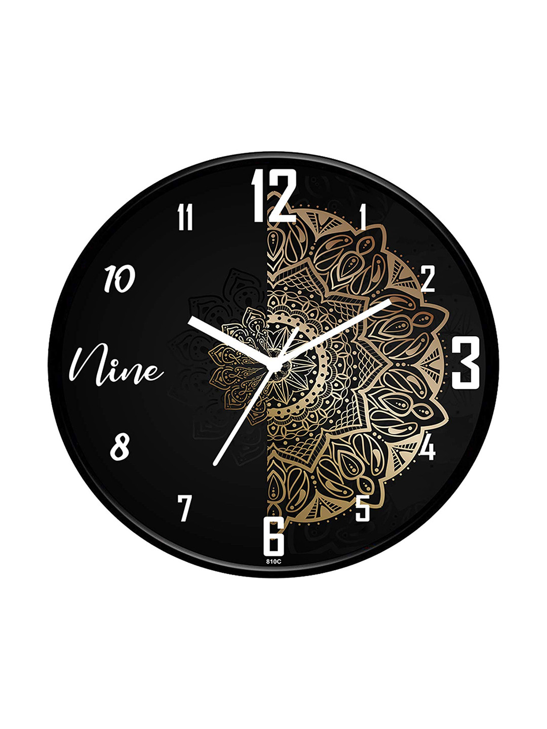 IIK COLLECTION Black Plastic Large Display Round Battery Analogue Wall Clock-30cm