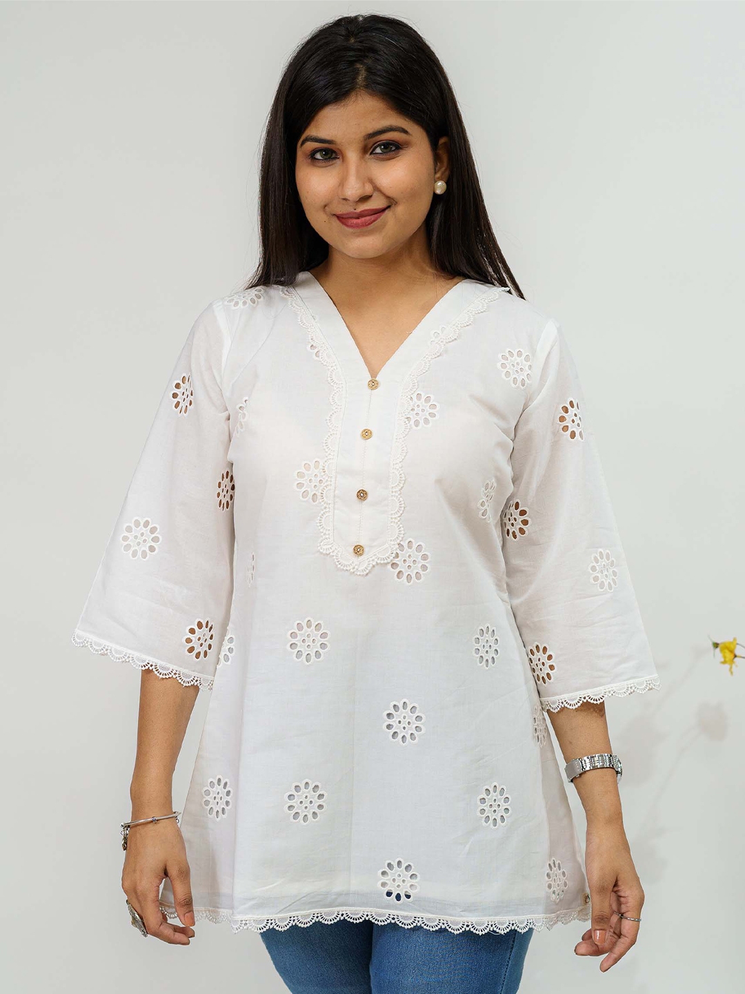 Buy TSUCCHI TRADITIONS Floral Self Design Pure Cotton On Cloud 9 Hakoba A Line Kurti Kurtis for Women 26128592 Myntra