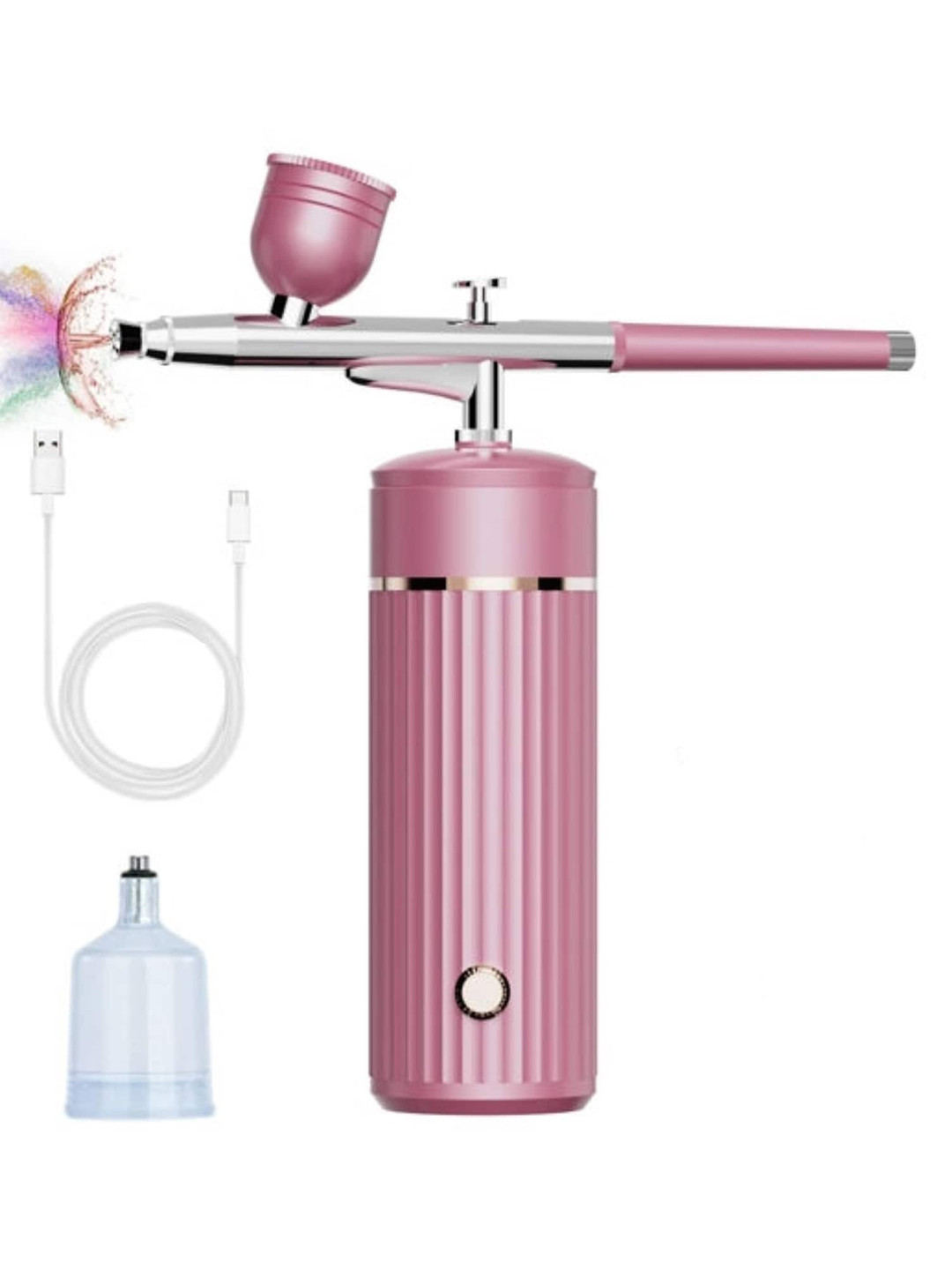 FEELHIGH Multipurpose Wireless Air Brush For Barber, Nail Art Cake Decor & Makeup - Pink