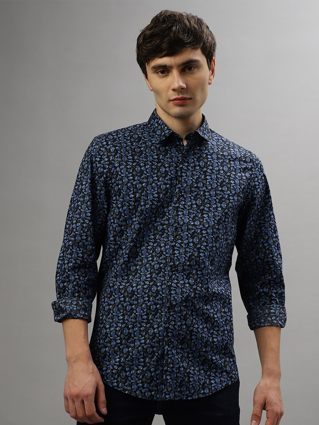 Antony Morato Slim Fit Floral Printed Spread Collar Casual Pure Cotton Shirt