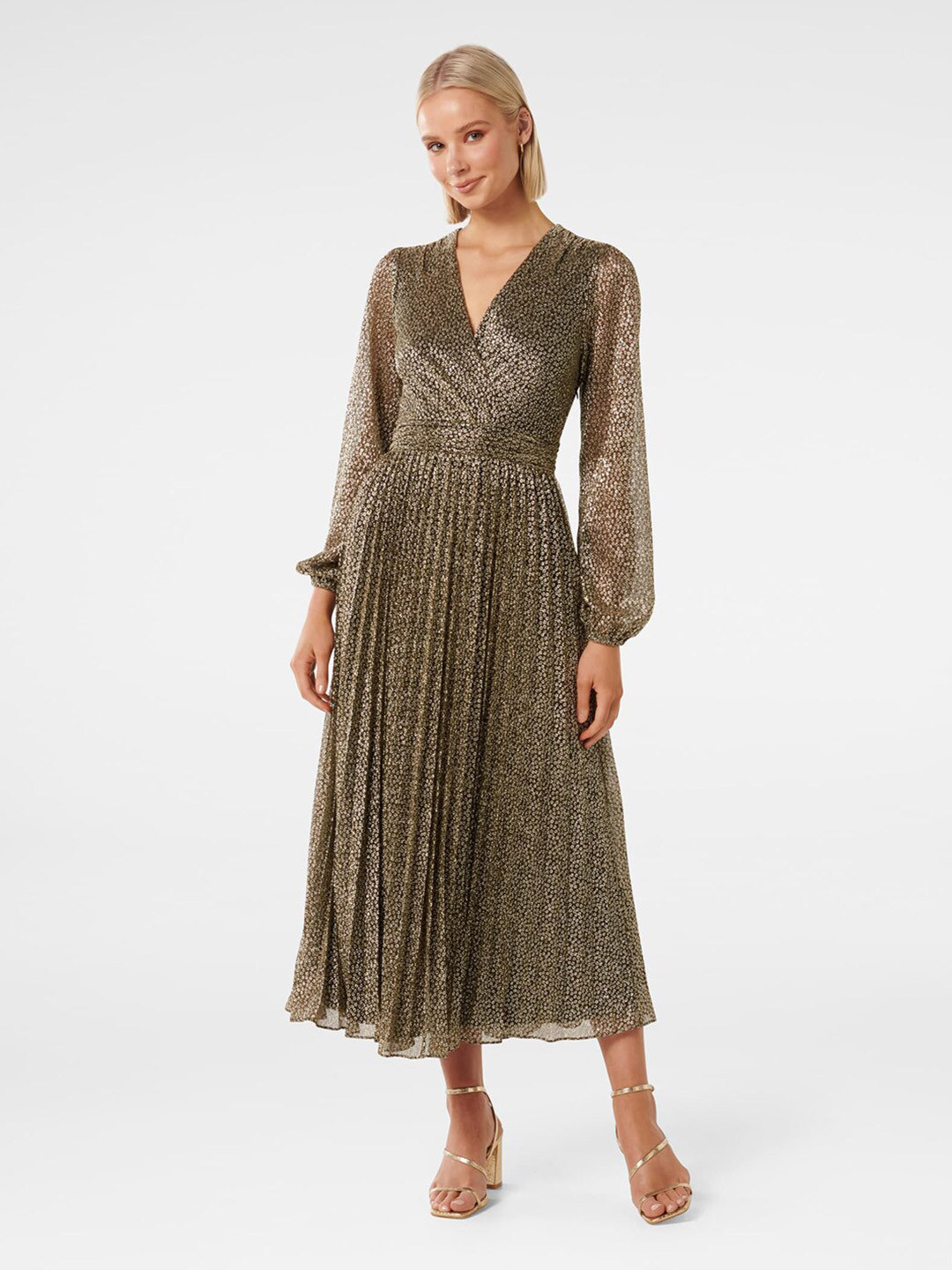 Forever New Floral Embellished A Line Midi Dress