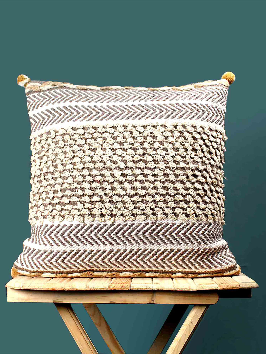 SANSKRUTIHOMES Brown & beige Cotton Square Cushion Cover