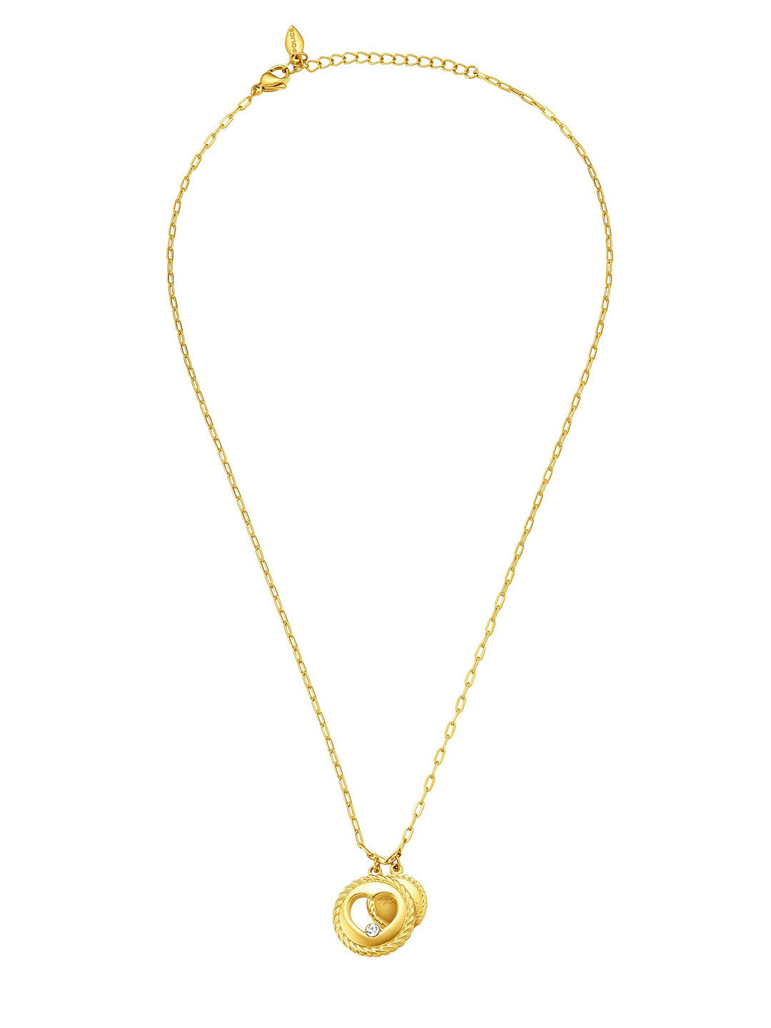 Police Gold-Plated Stainless Steel Heart Shaped Pendant With Chain