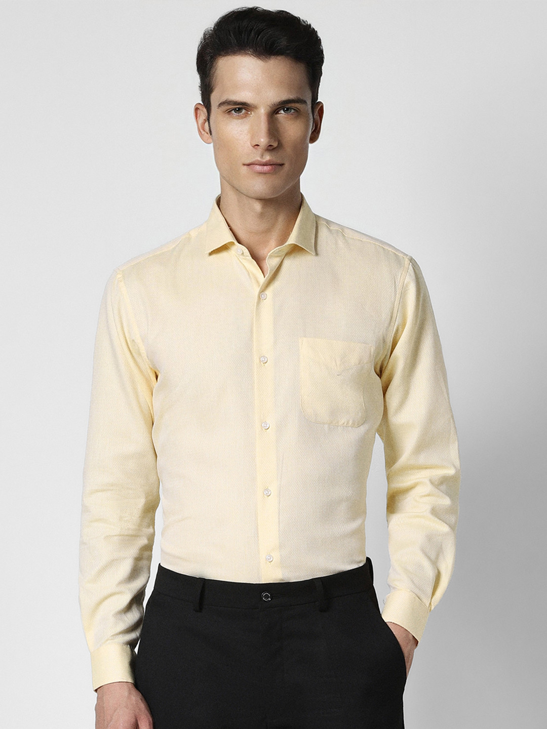 Peter England Men Yellow Formal Shirt