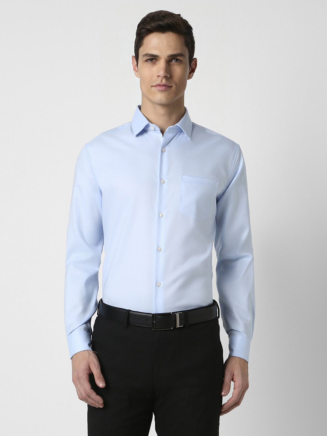Peter England Elite Men Blue Formal Shirt