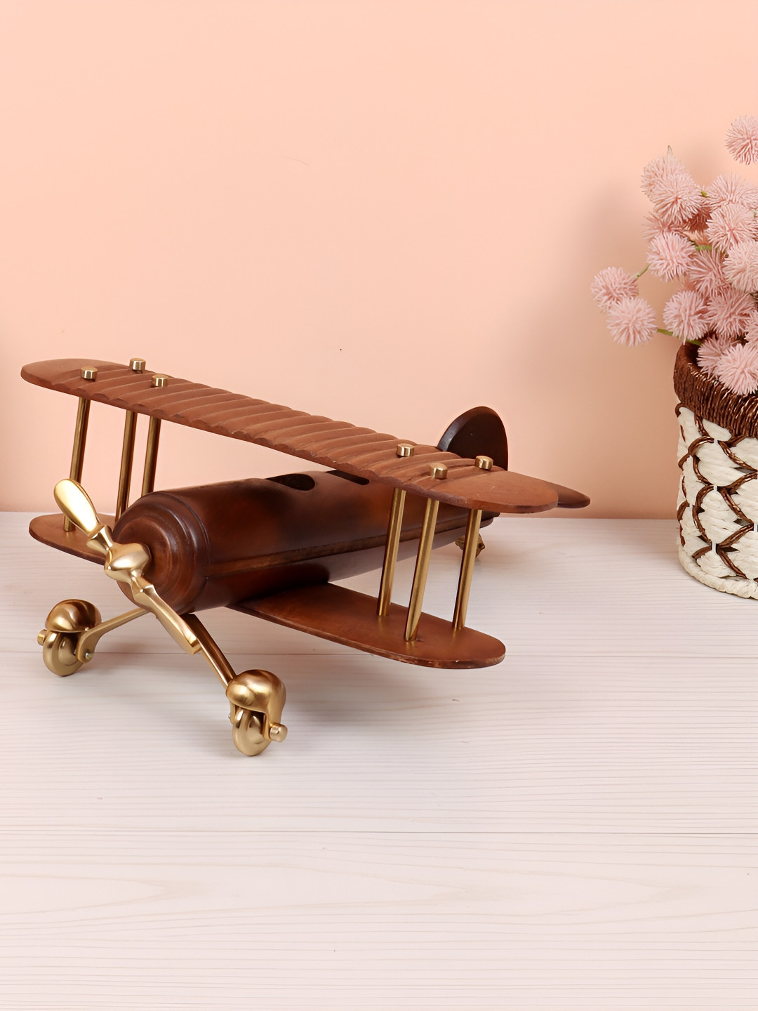 Decor de Maison Airplane Brown Metal Natural Living Room Hand-Crafted Medium Showpiece -