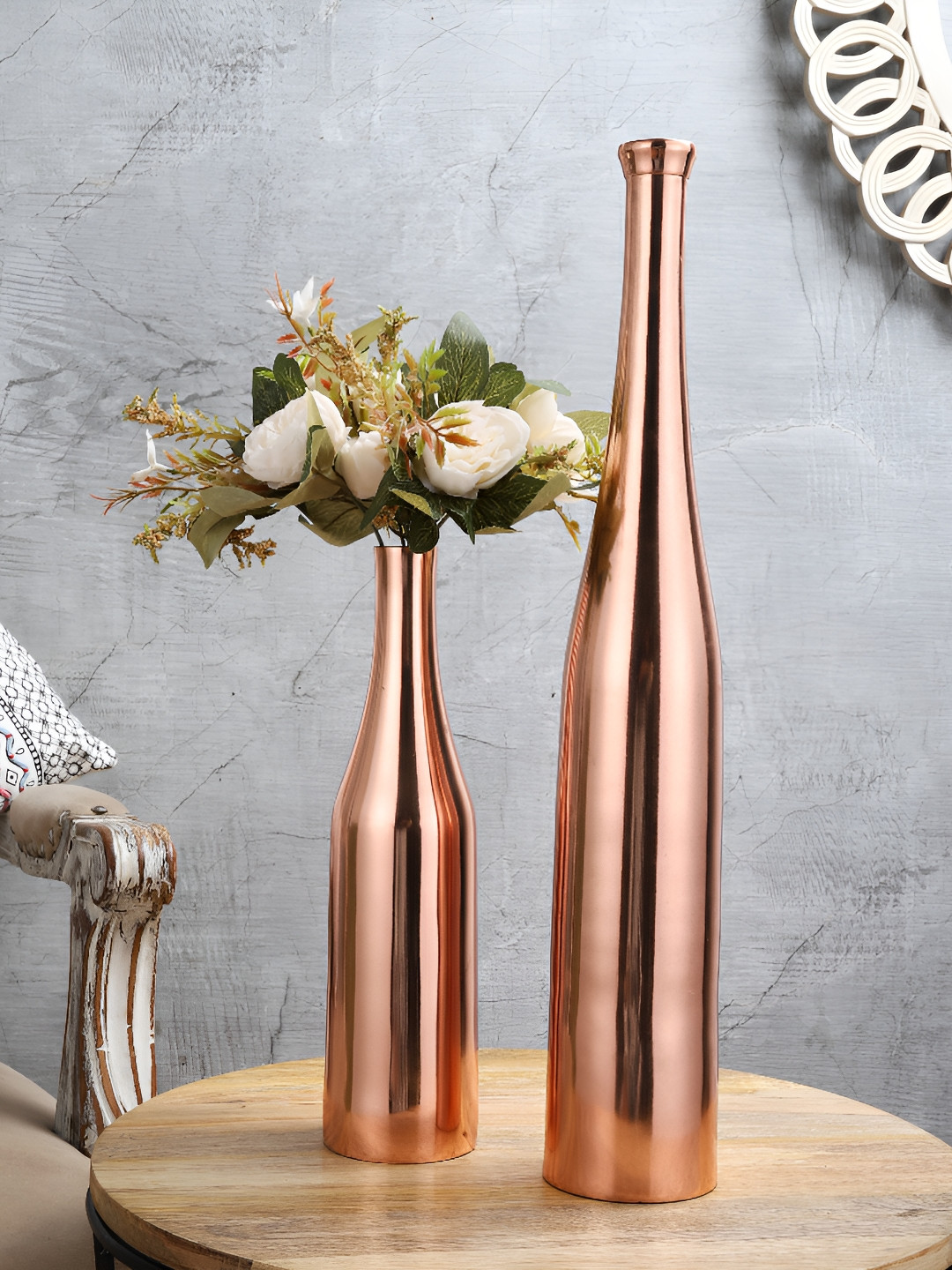 Decor de Maison Brown Metal Champagne Bottle Flower Vase