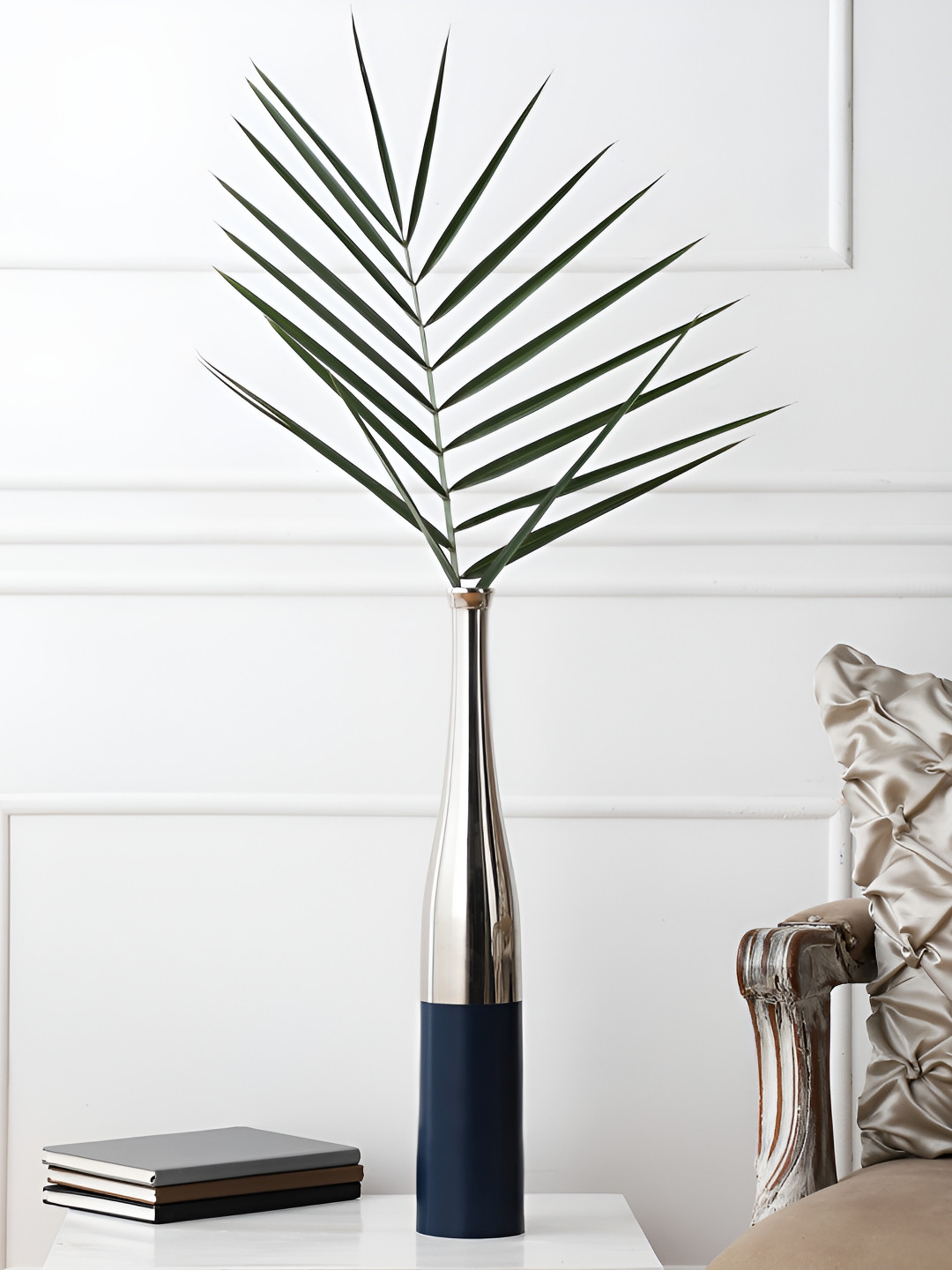 Decor de Maison Grey & Blue Metal Champagne Bottle Flower Vase