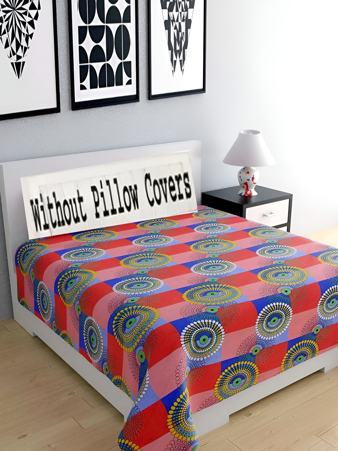 Supreme Home Collective Red Geometric Microfiber 144 TC Queen Bedsheet -79 x 89 inches