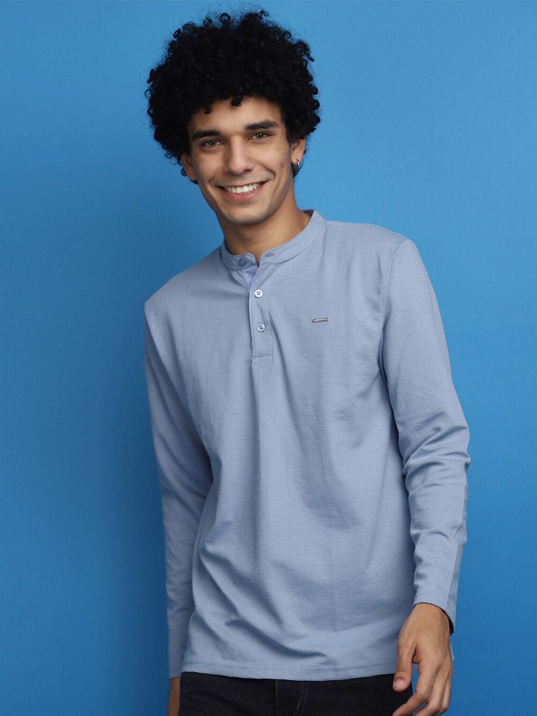 V-Mart Mandarin Collar Cotton T-shirt