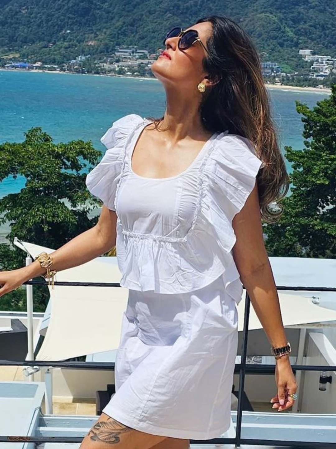 By The Bay Square Neck Ruffles Cotton Dress