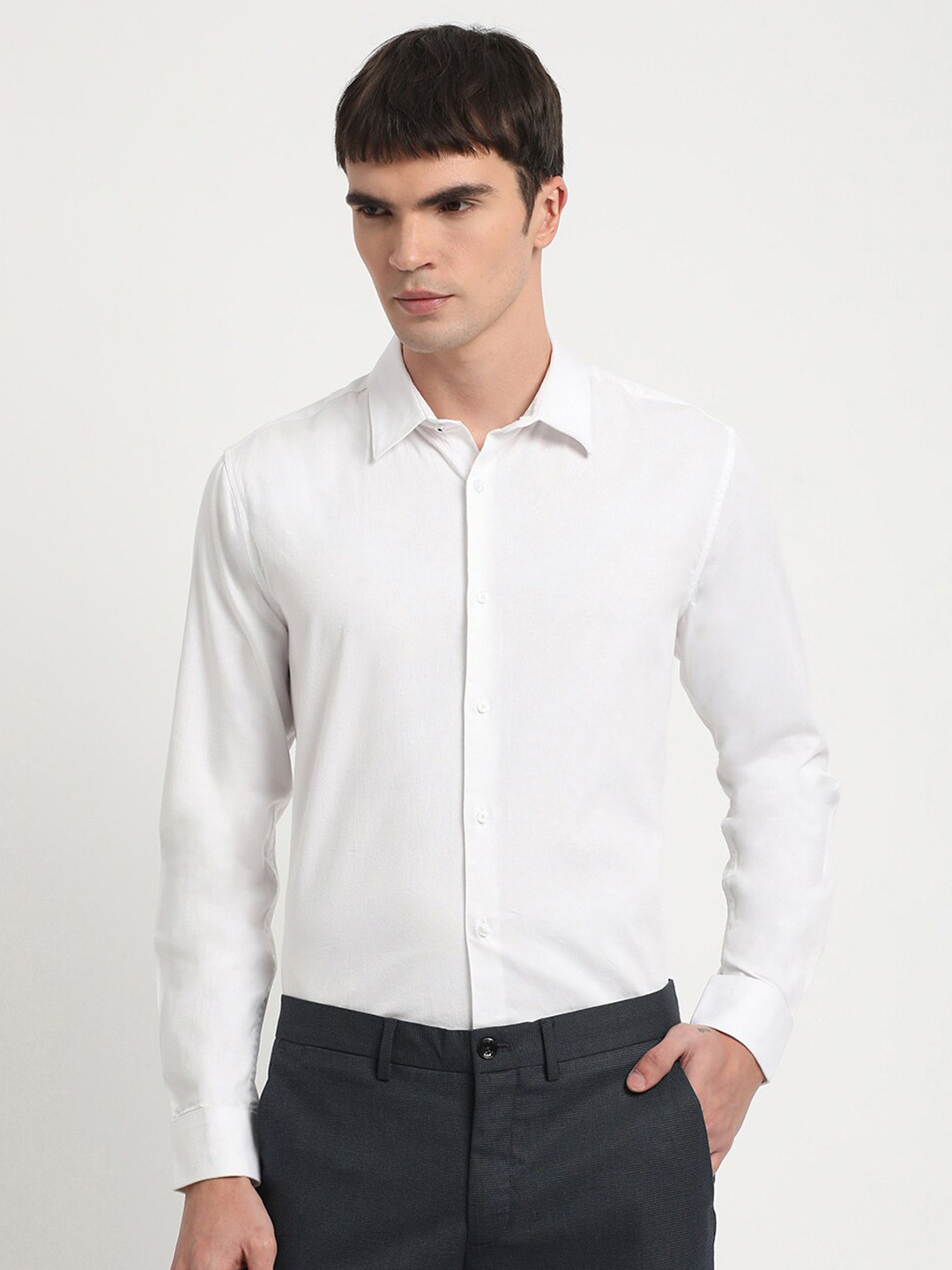 THE BEAR HOUSE Twill Slim Fit Pure Cotton Formal Shirt