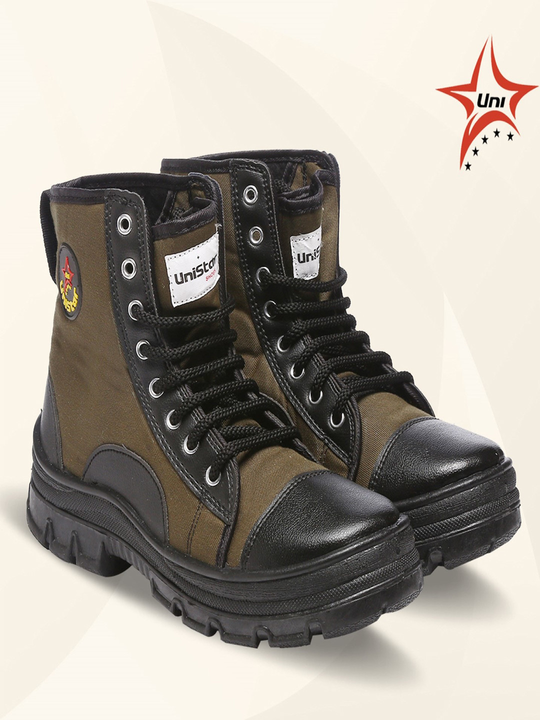 UNISTAR Men Abrasion Resistant Flexible Durable Anti-Collision Toe Mid-Top Hiking Boots