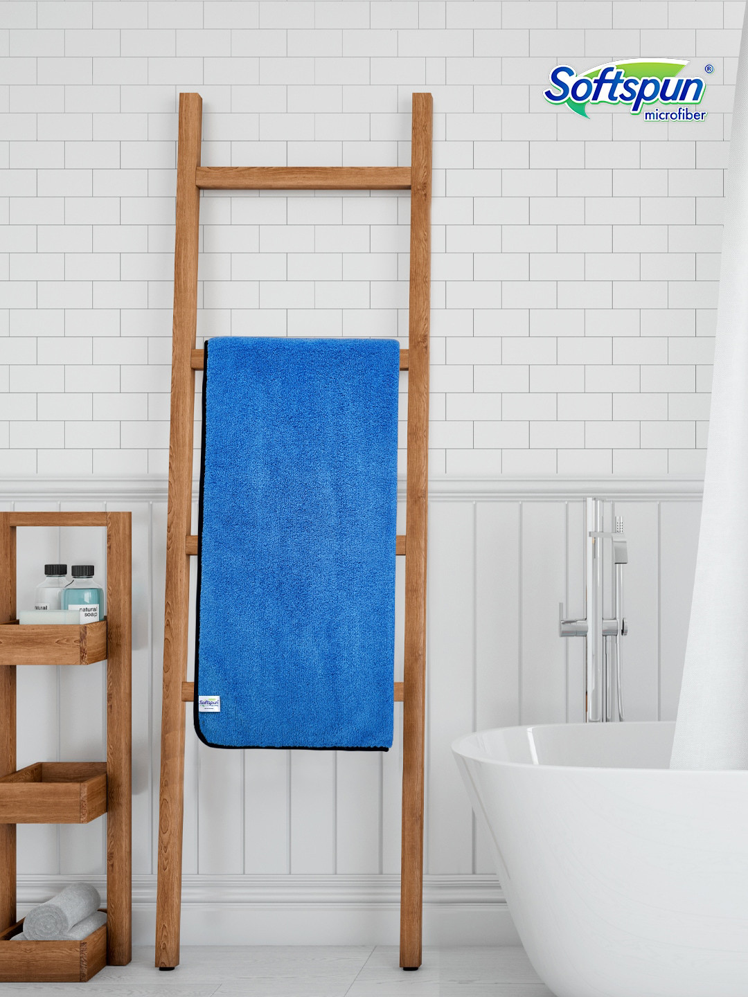 Softspun Microfiber Blue Microfiber Anti-Bacterial Extra Safe Bath Towel