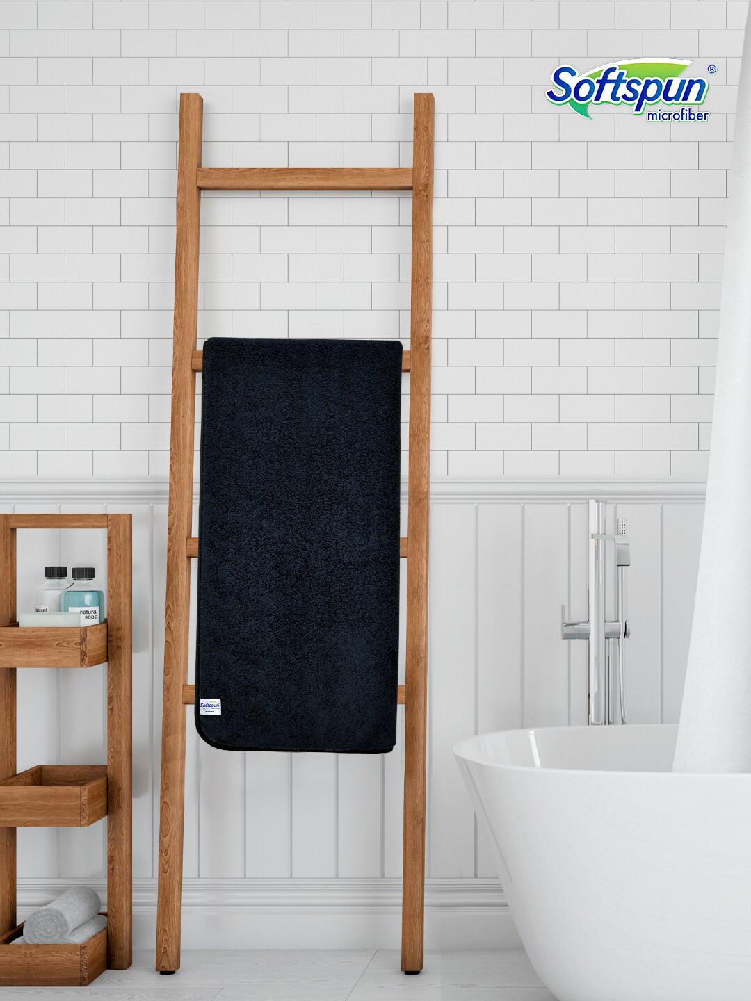 Softspun Microfiber Black 300 GSM Microfiber Bath Towels