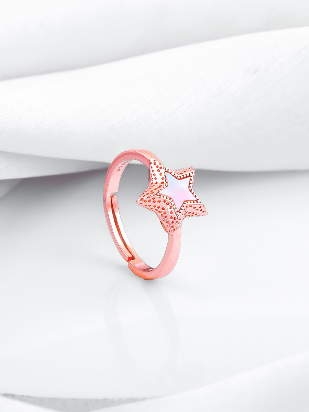 GIVA 92.5 Sterling Silver Rose Gold-Plated Shine Like The Star Adjustable Finger Ring