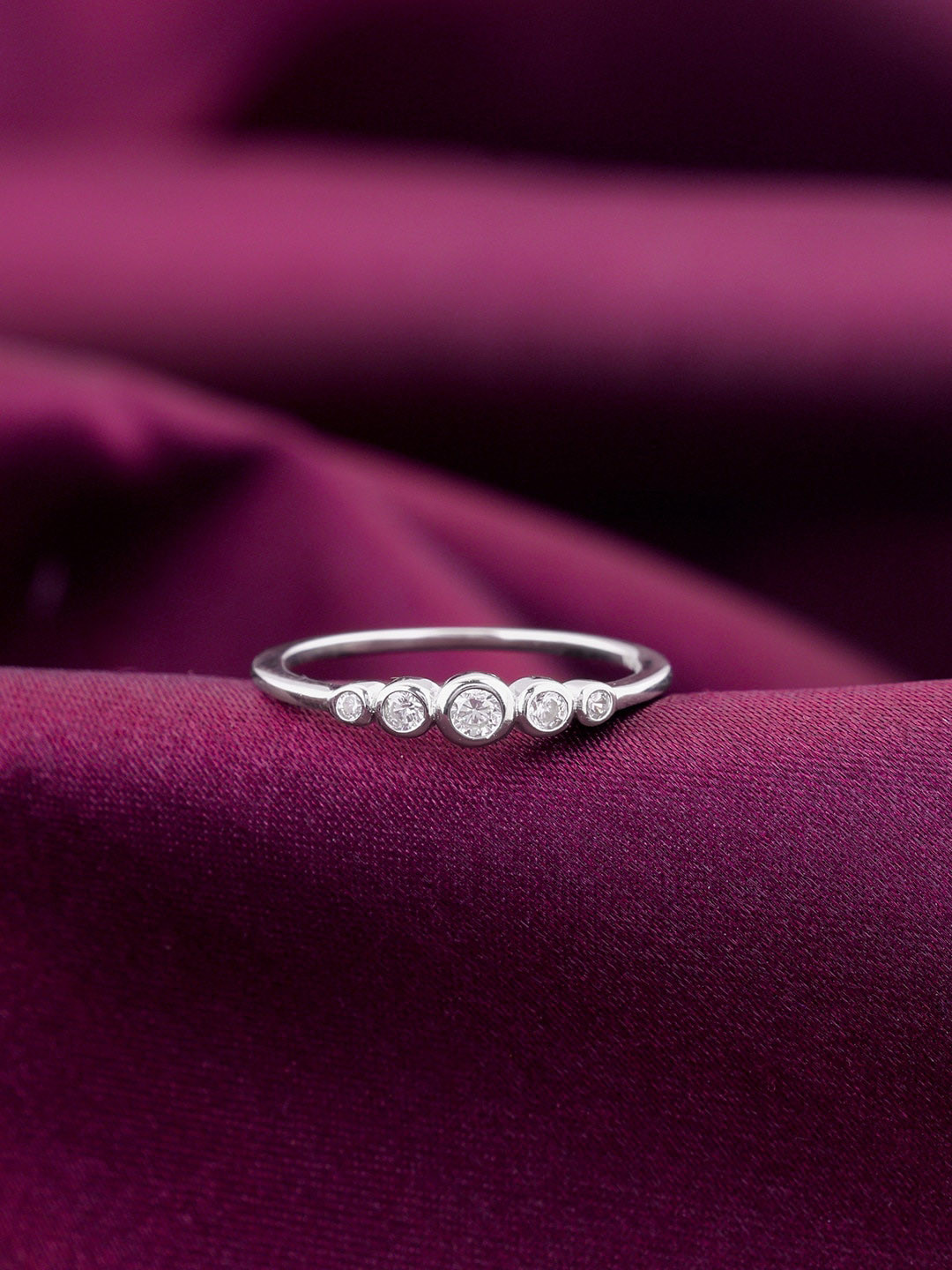 GIVA Rhodium Plated Sterling Silver Finger Zircon Ring