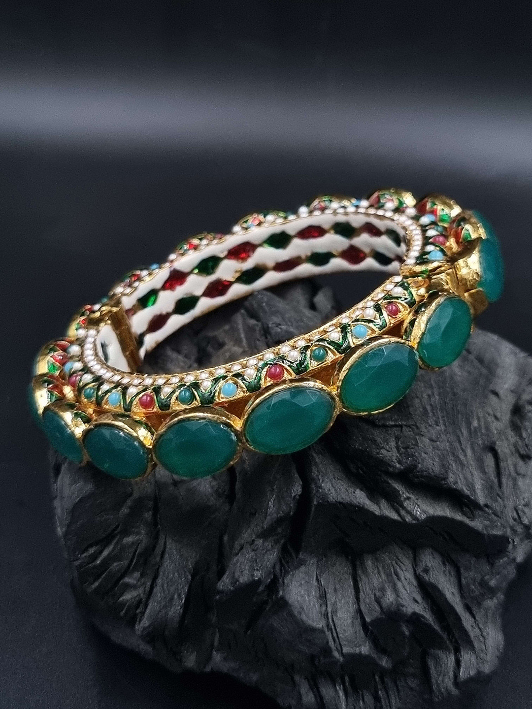 Anouk Gold Plated Beaded Ethnic Rajasthani Bangles