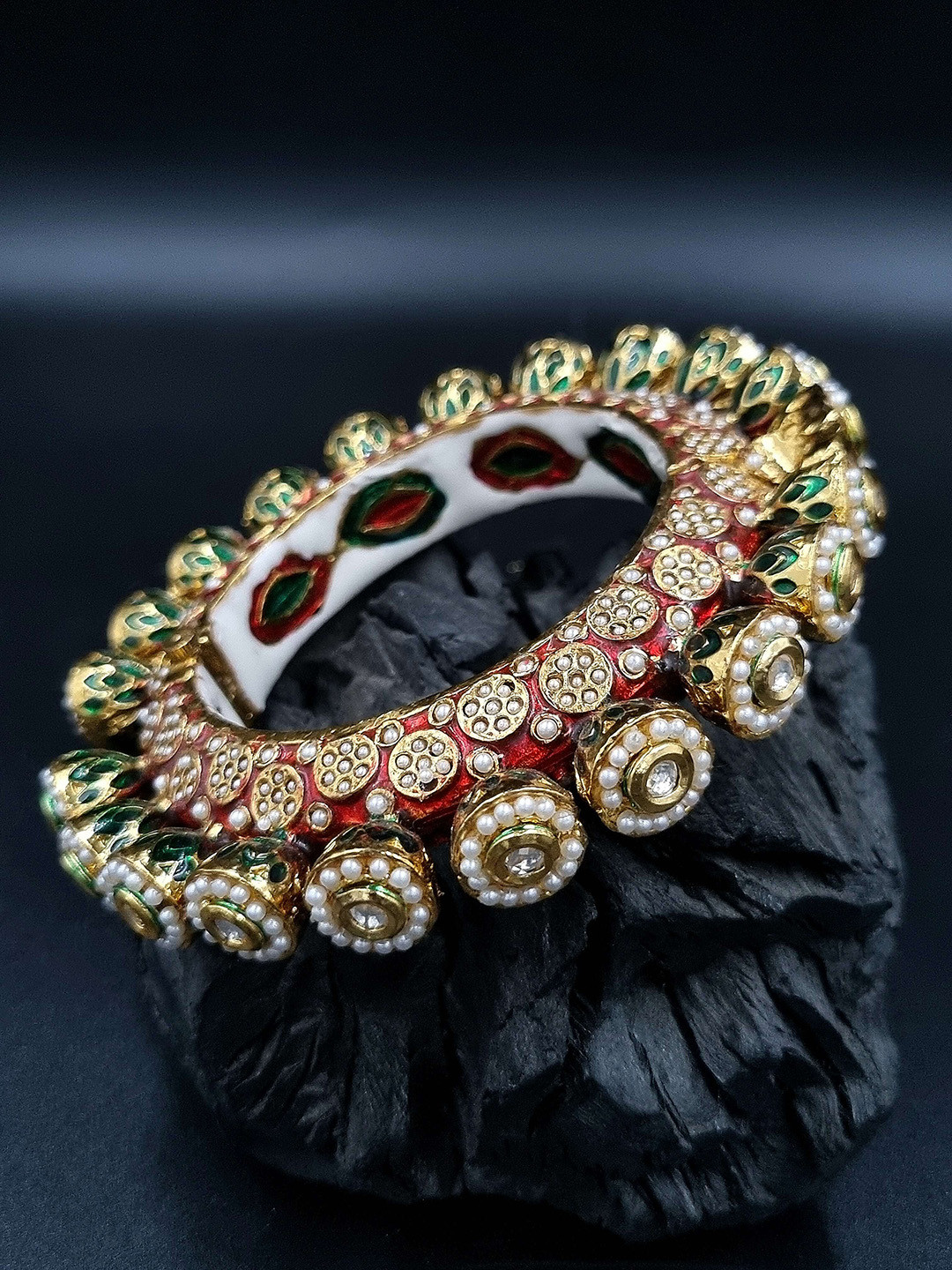 Anouk Gold Plated Beaded Ethnic Rajasthani Bangles