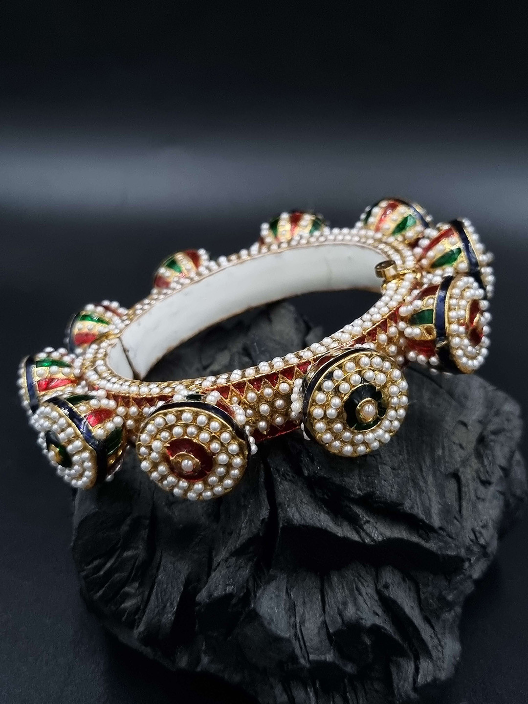 Anouk Gold Plated Bead Studded Ethnic Rajasthani Bangle