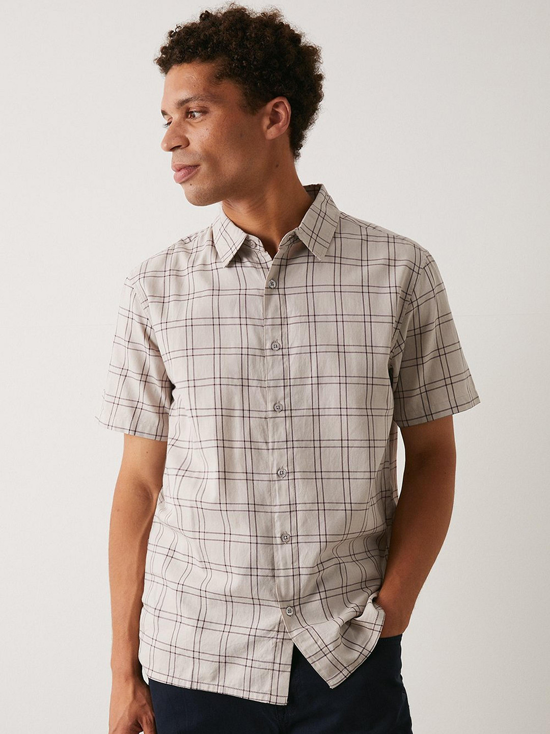 Burton Men Lightweight Check Printed Pure Cotton Shirt