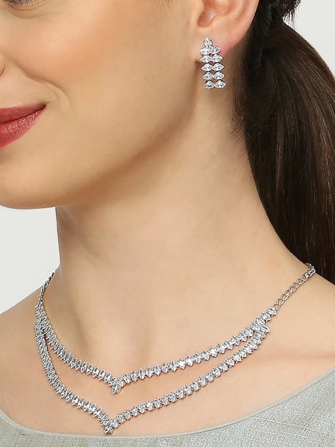 OOMPH Double-Layered AD-Studded Jewellery Set